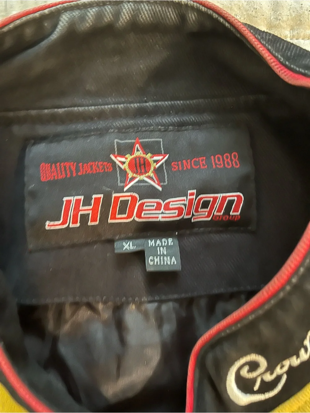 Nascar Crown Royal Black and Yellow Racing Bomber Jacket Jamie McMurray XL